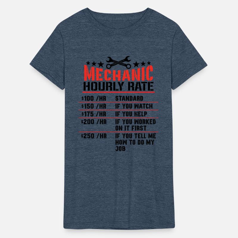 Funny Mechanic Hourly Rate Gift Shirt Labor Rates