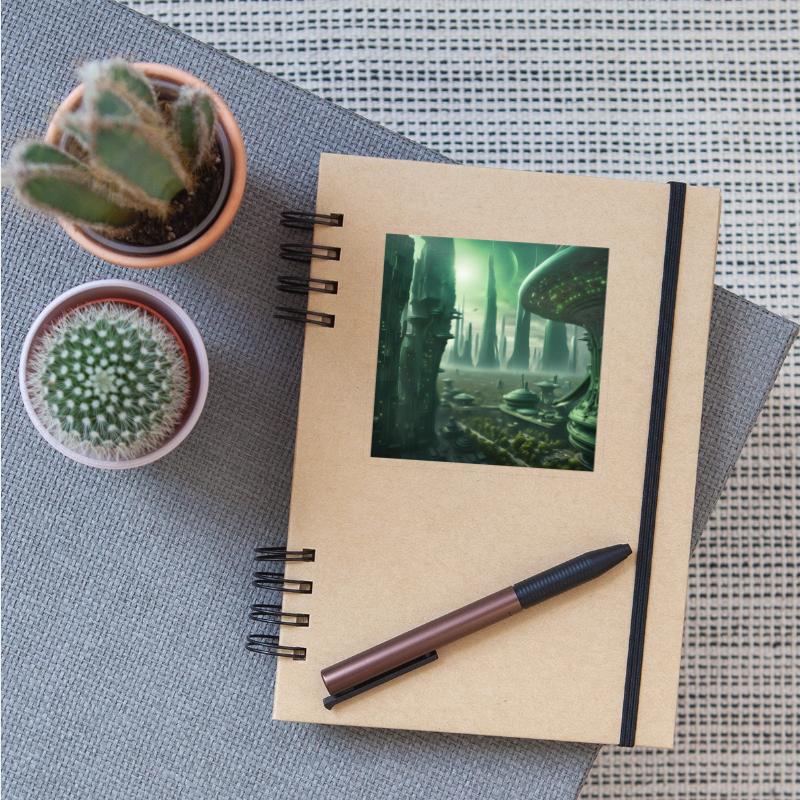 Futuristic Cityscape with Alien Planets