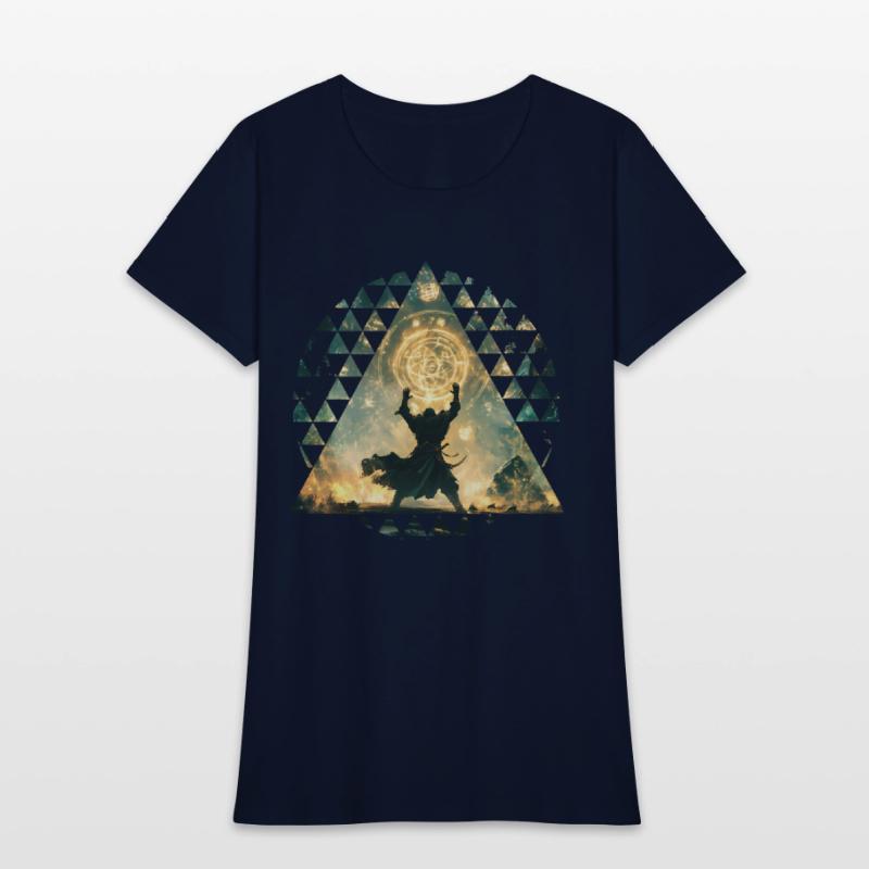 Golden Rune Magic With A Summoner Silhouette