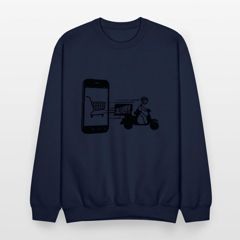 Online shopping and delivery scooter with text