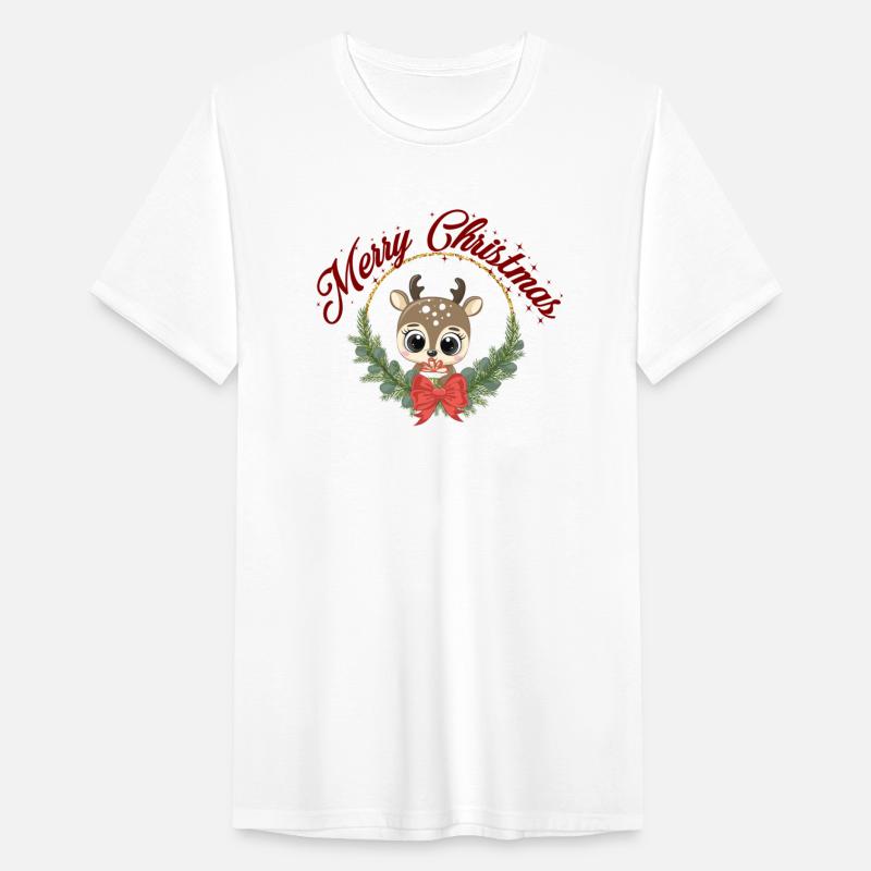 sweet reindeer with wreath and gift Merry Christm