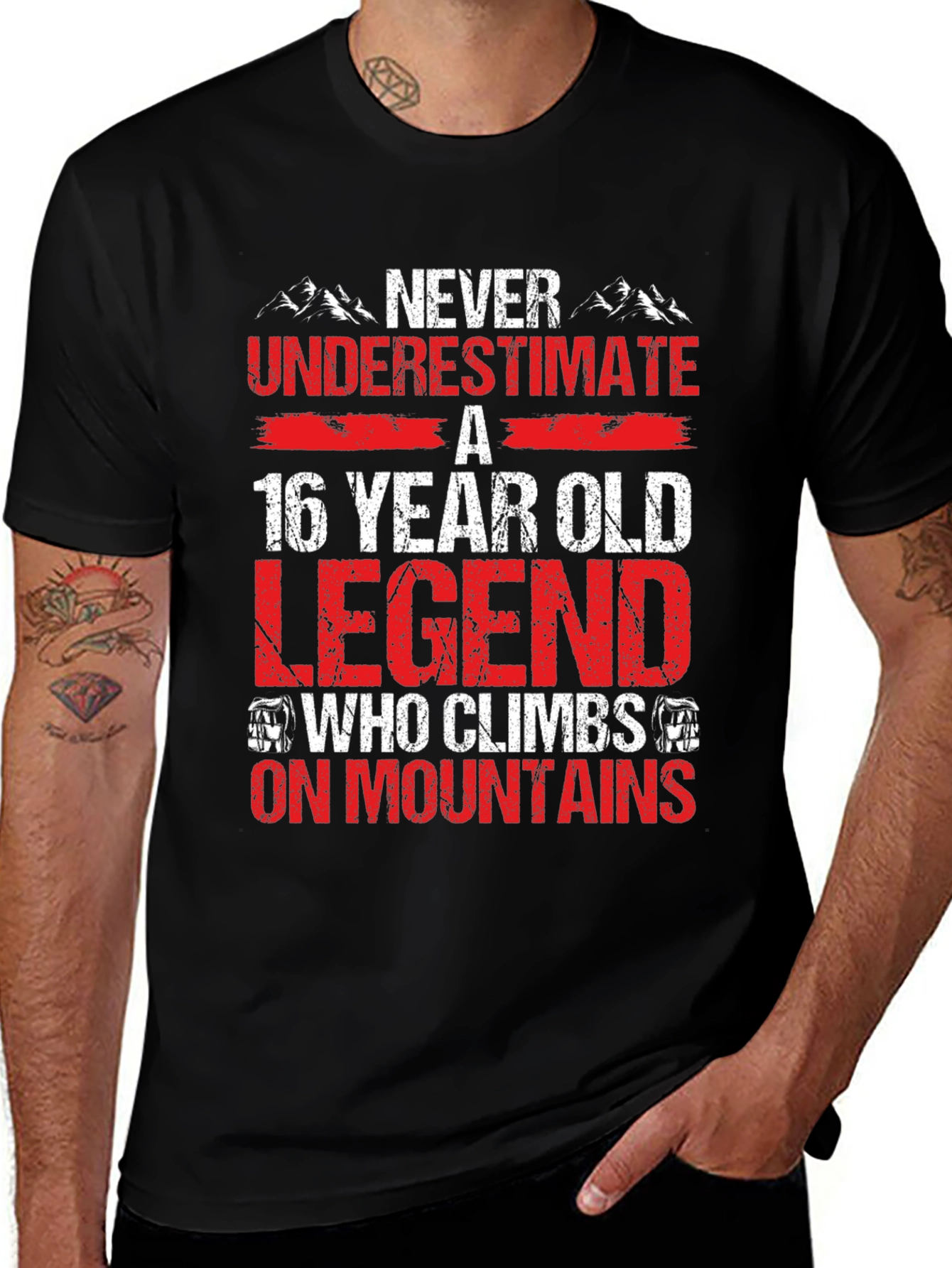 16 Year Old Legend Who Climbs Mountains Black T-Shirt