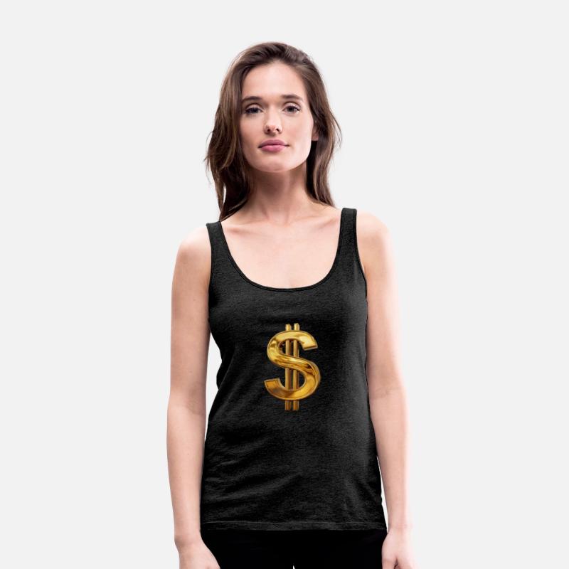 3D rendering of a gold dollar sign with a shiny