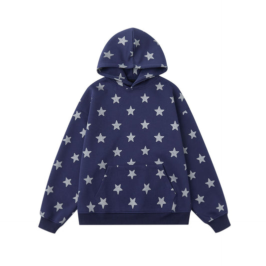 Streetwear Star All-Over Print Unisex Loose Hooded Sweatshirt