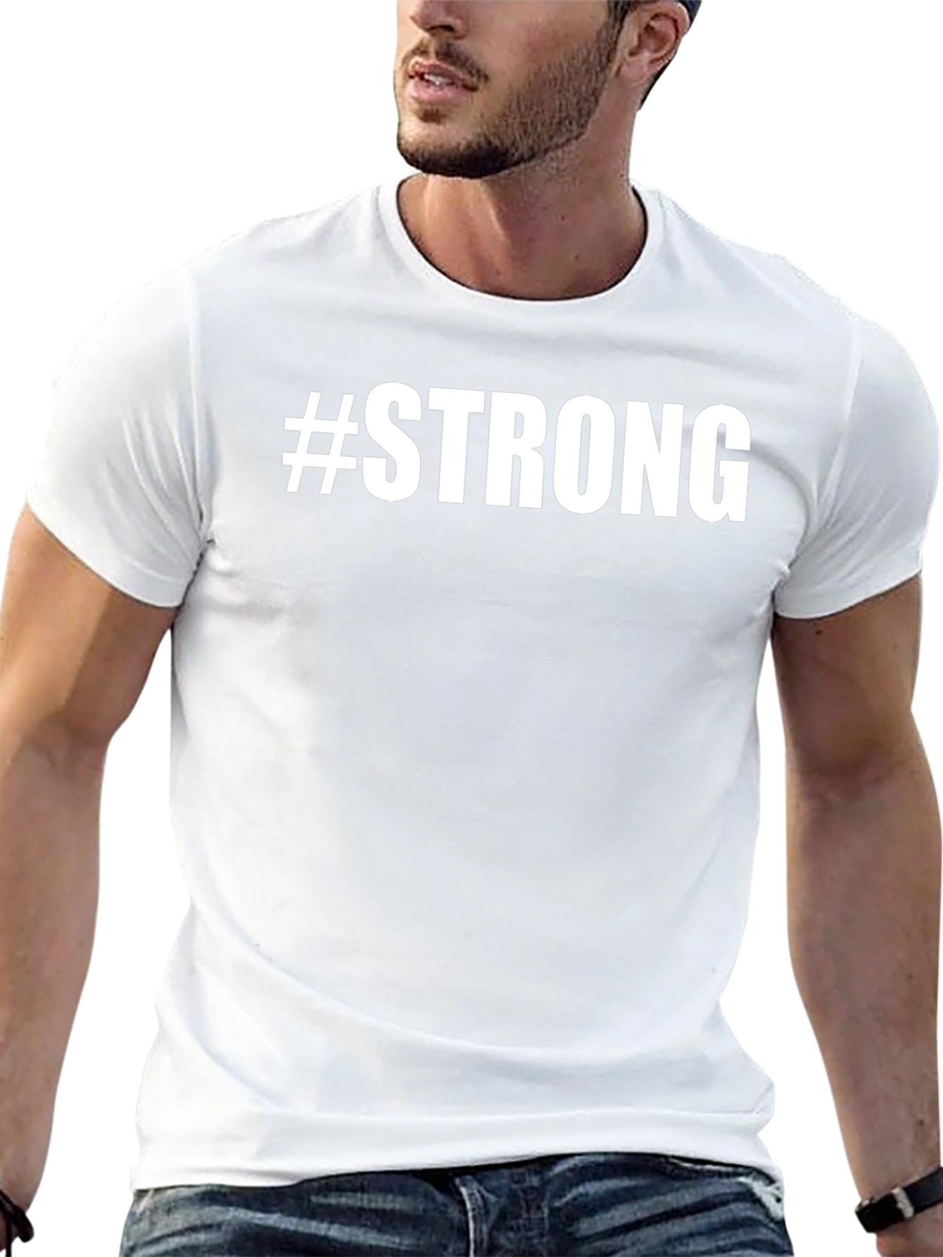 #Strong Graphic Print Crew Neck T-Shirt