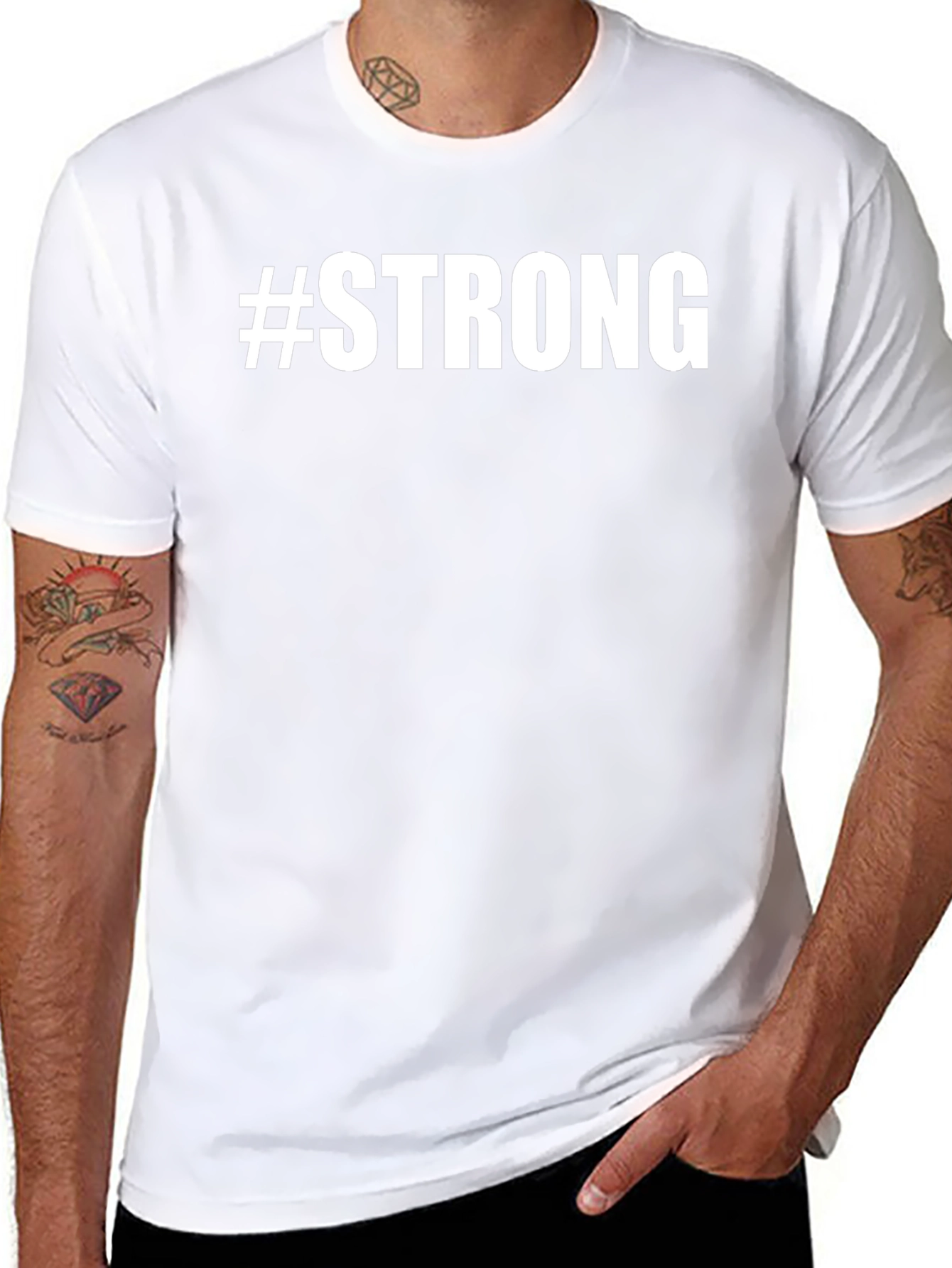 #Strong Graphic Print Crew Neck T-Shirt