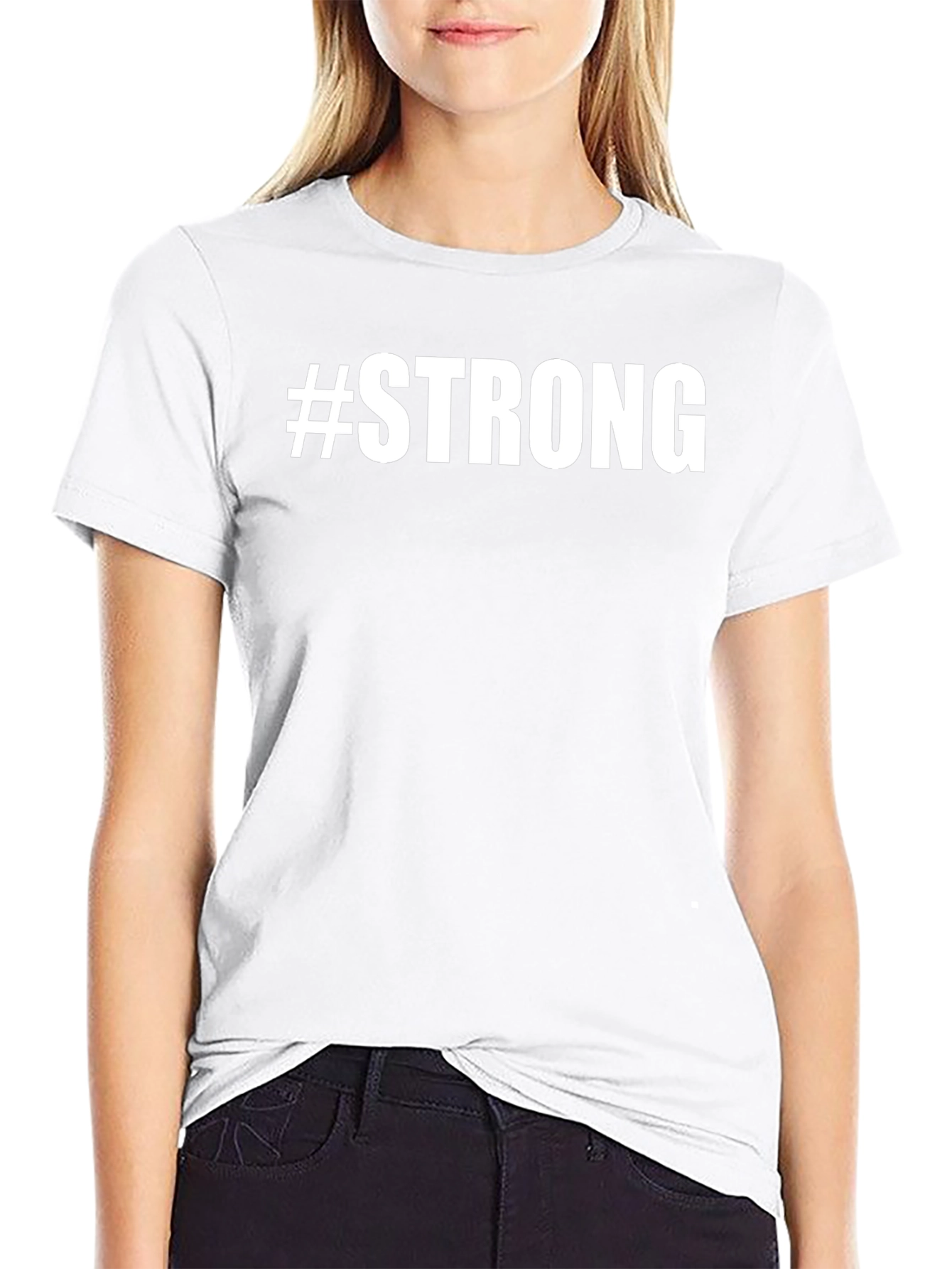 #Strong Graphic Print Crew Neck T-Shirt