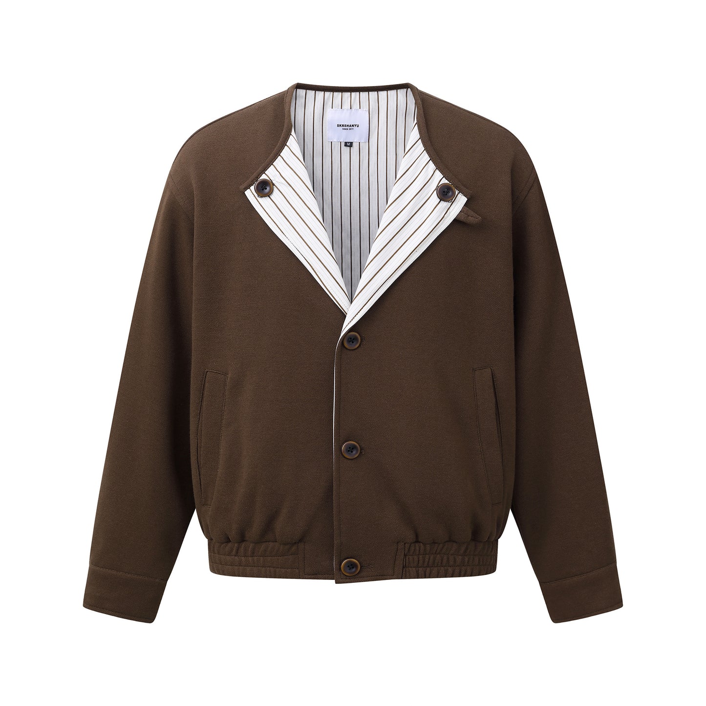 Loose Shoulder Jacket Long Sleeve Oversized Coat No Collar Design Outerwear