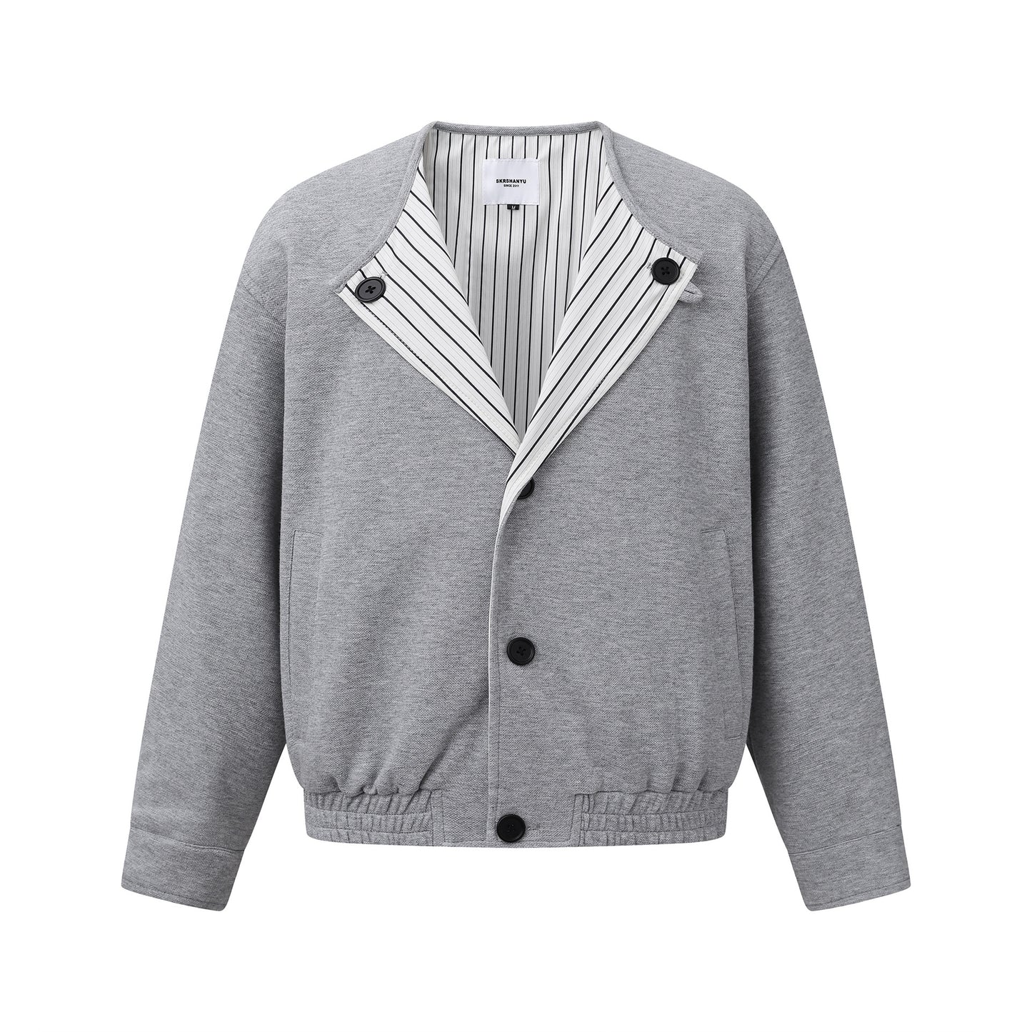 Loose Shoulder Jacket Long Sleeve Oversized Coat No Collar Design Outerwear