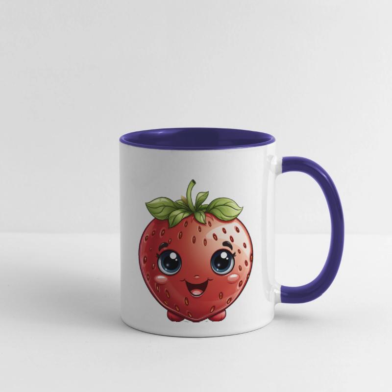 A cute kawaii style strawberry with a smiling face