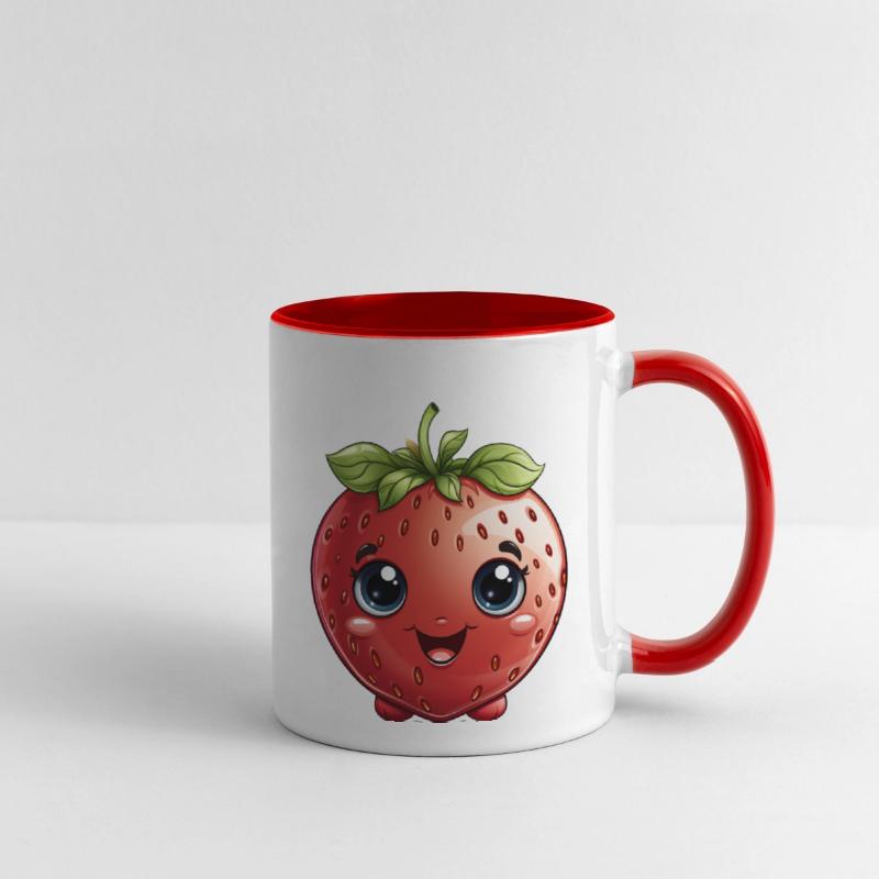 A cute kawaii style strawberry with a smiling face