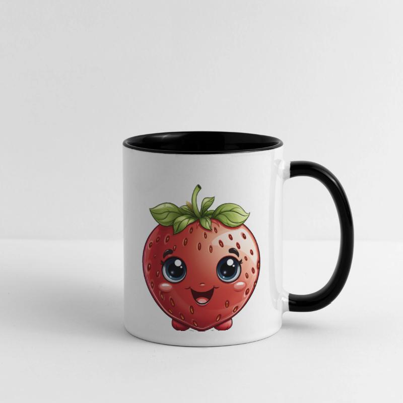 A cute kawaii style strawberry with a smiling face