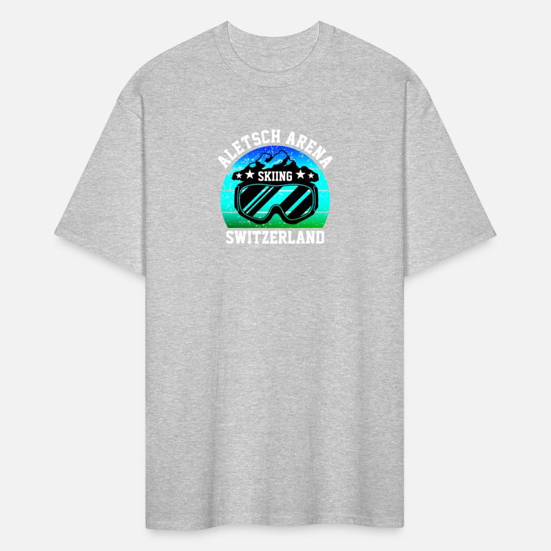 Aletsch arena switzerland, retro sunset skiing.