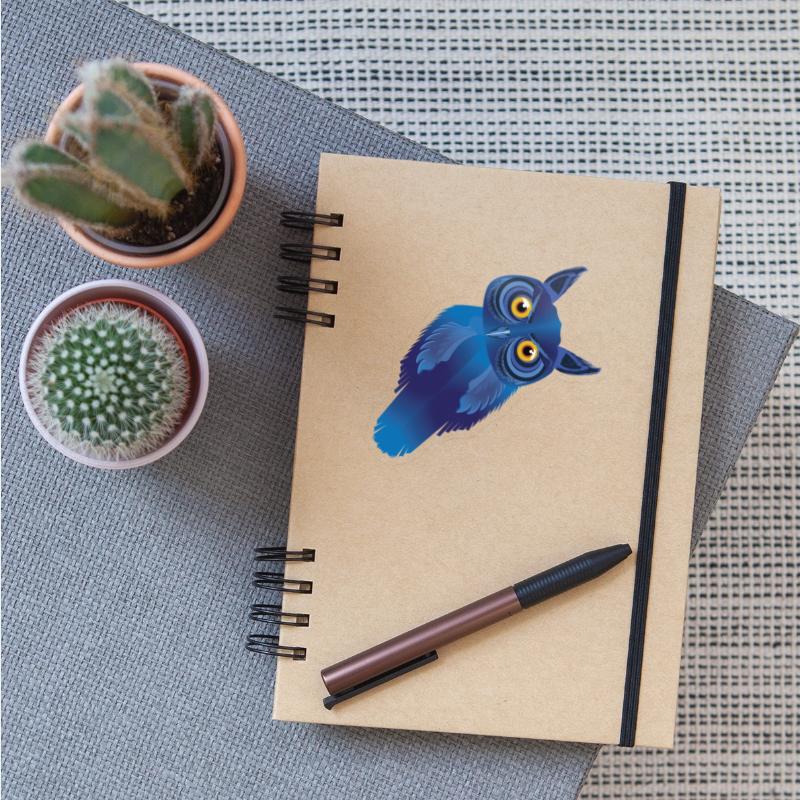 Amazing owl with a bowed head