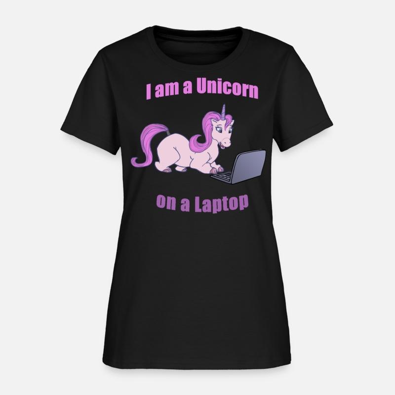 Back to school pink unicorn on a laptop typing