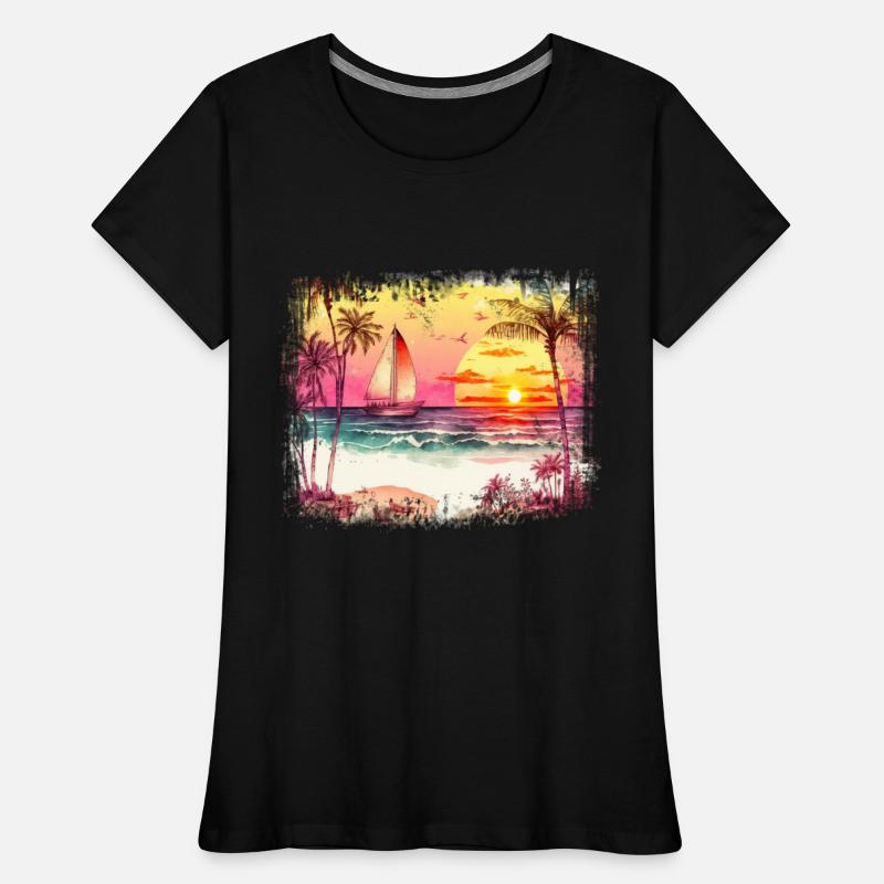 Beach Sunset Watercolor Design Art