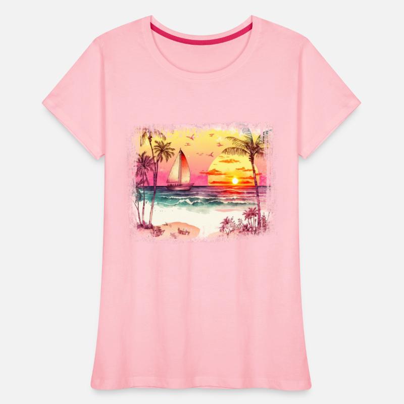 Beach Sunset Watercolor Design Art