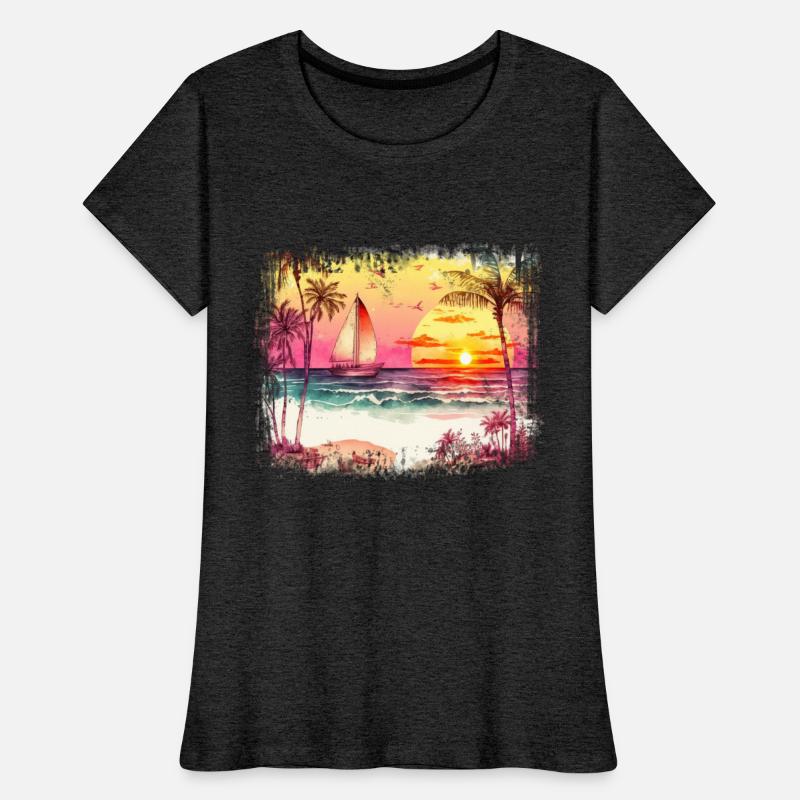 Beach Sunset Watercolor Design Art