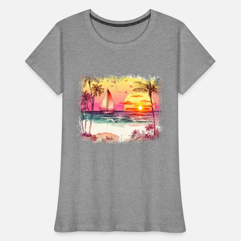 Beach Sunset Watercolor Design Art