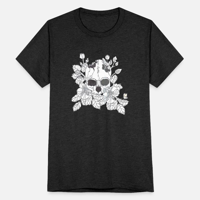 Black and White Flower Skull