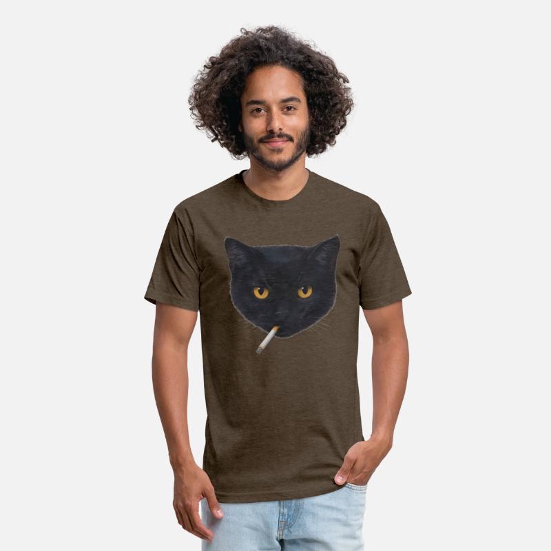 Black Cat Head with Cigarette Illustration