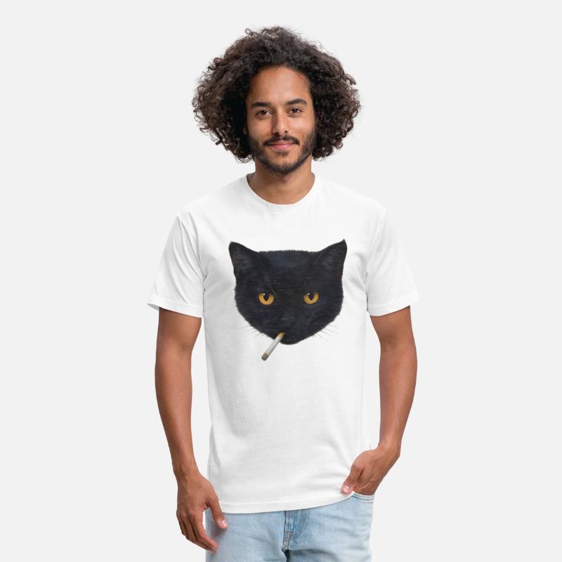 Black Cat Head with Cigarette Illustration