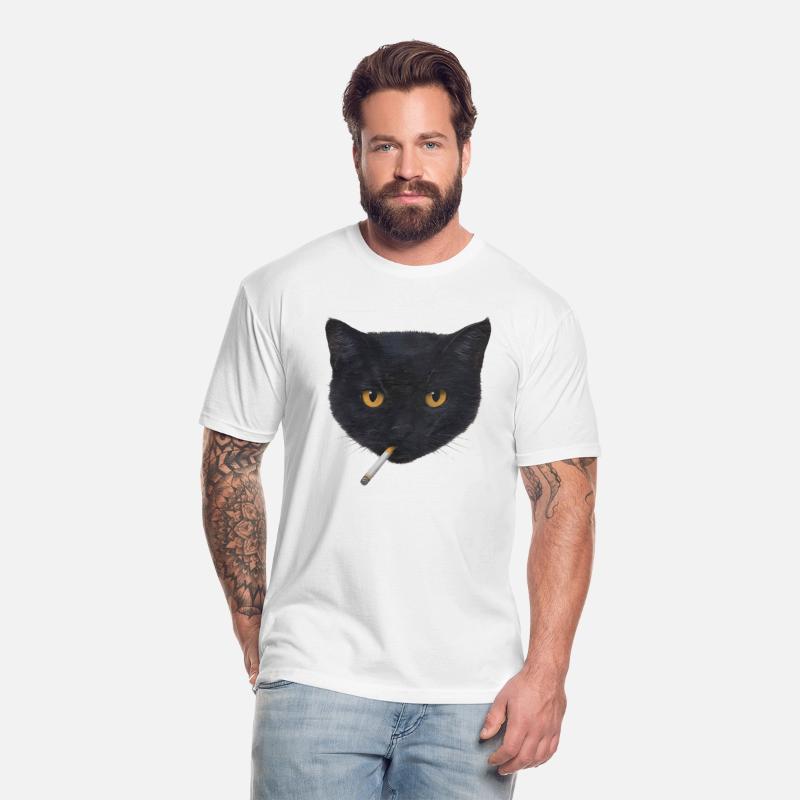Black Cat Head with Cigarette Illustration