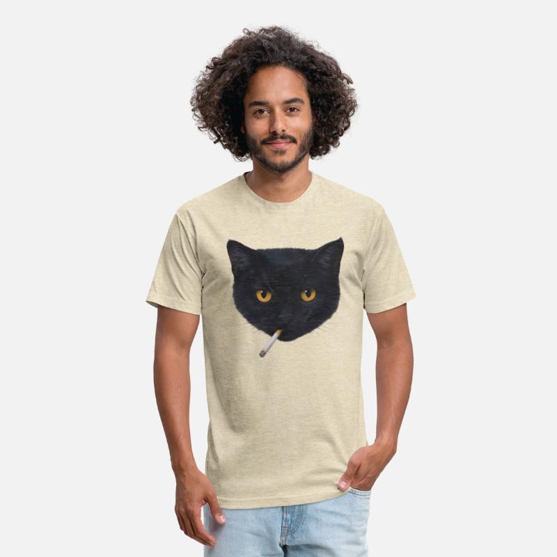 Black Cat Head with Cigarette Illustration