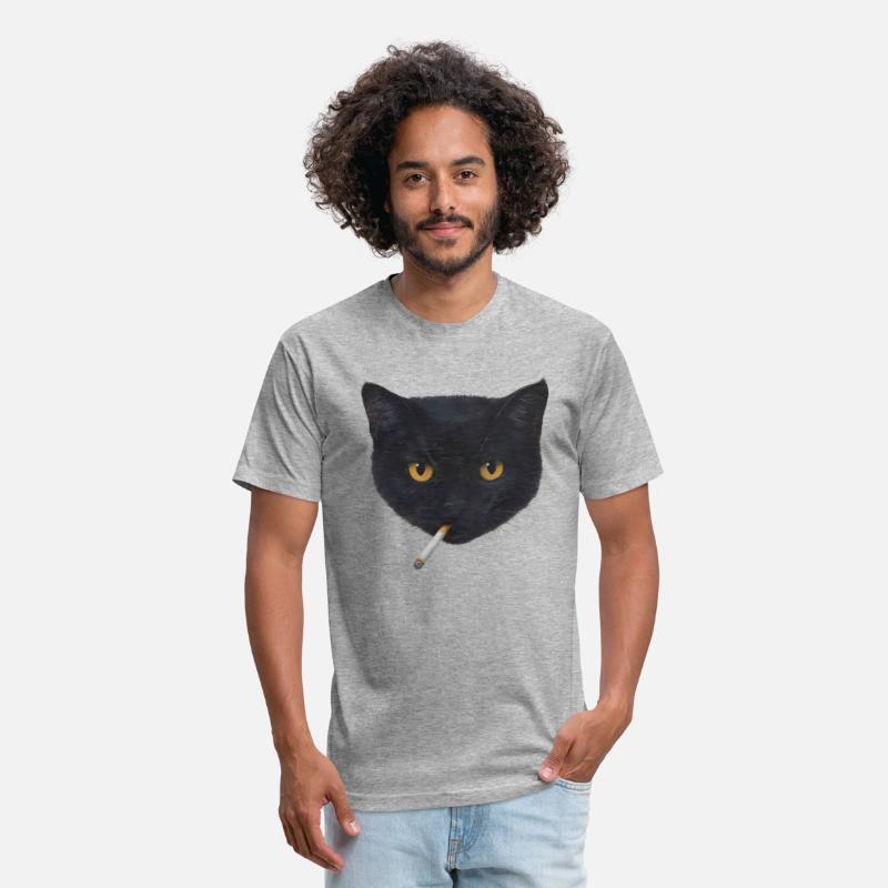 Black Cat Head with Cigarette Illustration