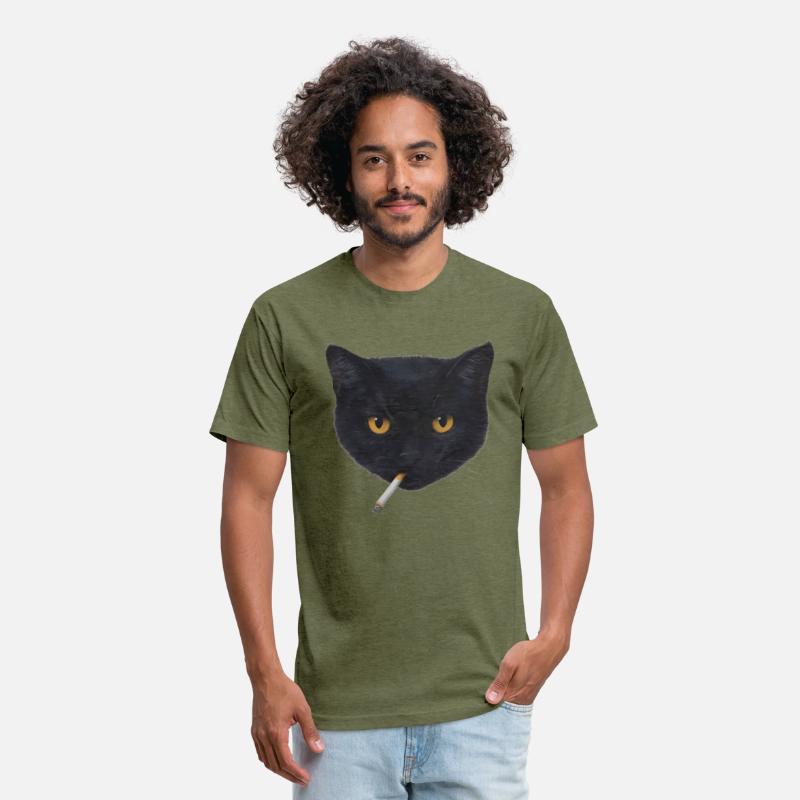 Black Cat Head with Cigarette Illustration