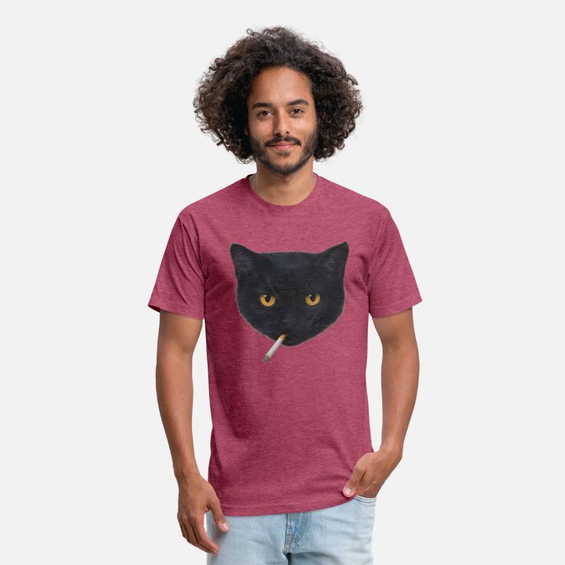 Black Cat Head with Cigarette Illustration