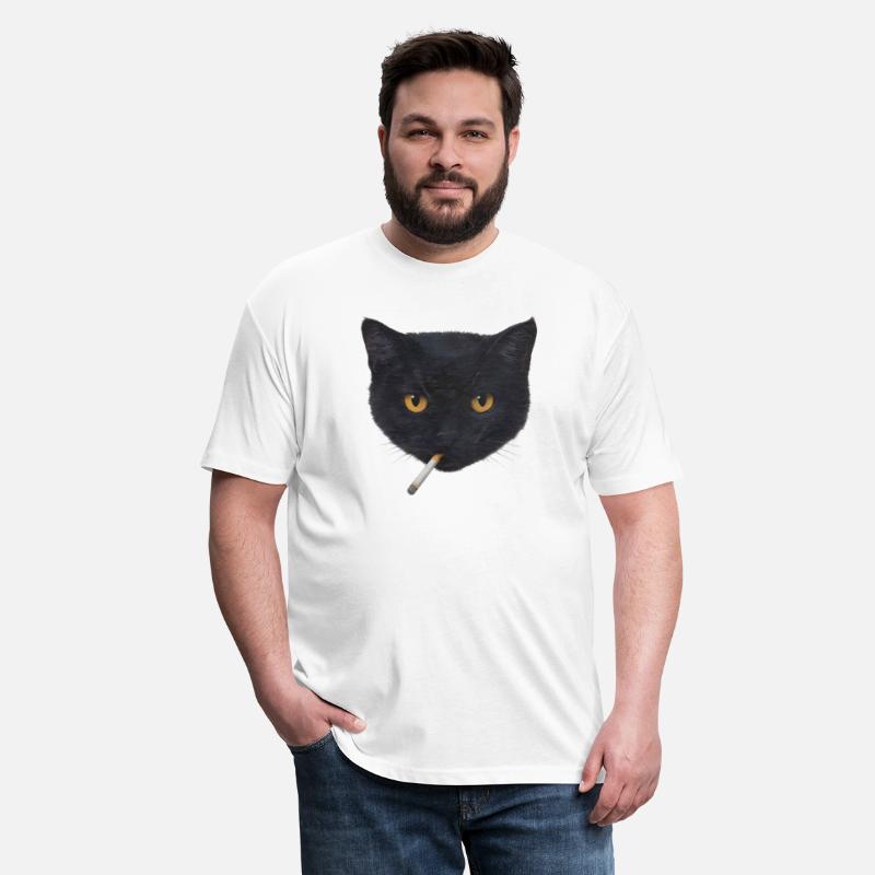 Black Cat Head with Cigarette Illustration