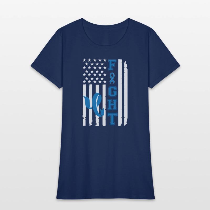 Blue Ribbon Fight American Flag Diabetes Awareness