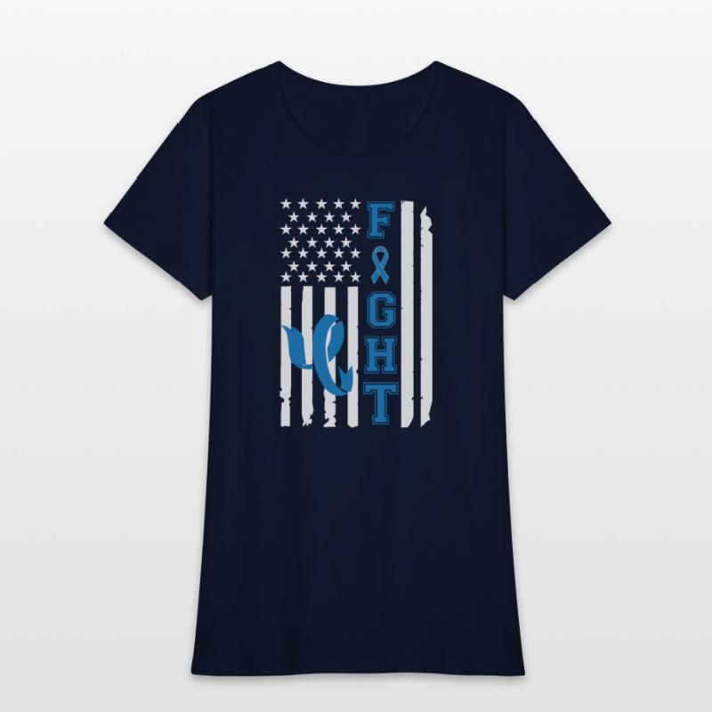 Blue Ribbon Fight American Flag Diabetes Awareness