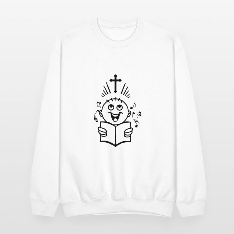 Boy singing cross church