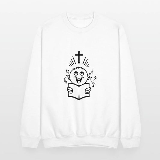 Boy singing cross church