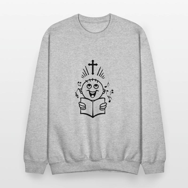 Boy singing cross church