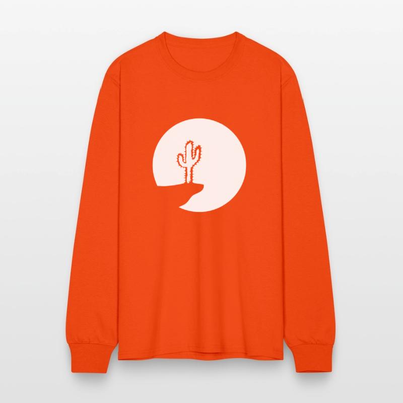 Cactus Moon Evening Mountain Cliff Night Round Sun