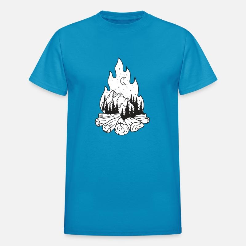 Campfire with Mountain and Moon