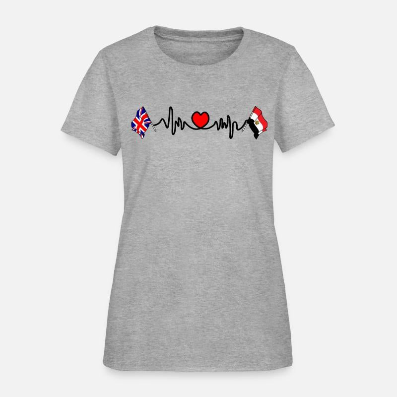 Cardio heart with flag England and flag Egypt