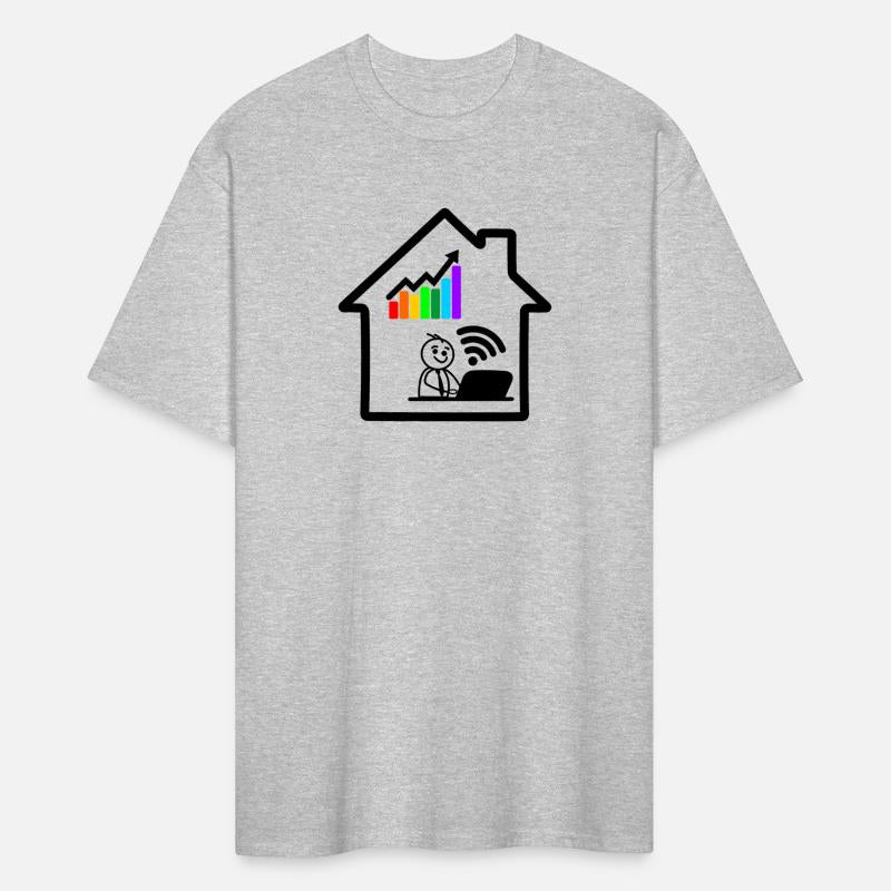 Colored graph young man on laptop at home