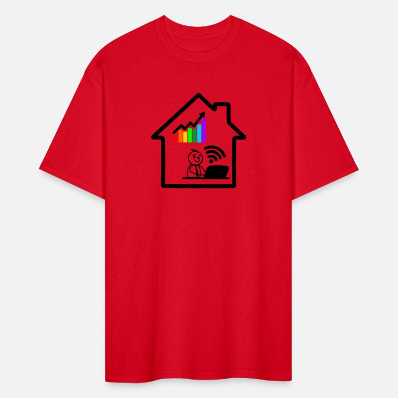 Colored graph young man on laptop at home