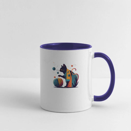 Colorful Cat playing with Wool Ball