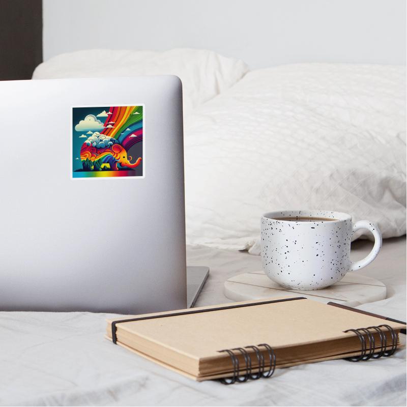 Colourful abstract painting with an elephant.