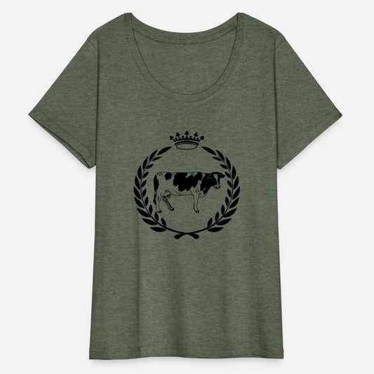 Cow in laurel wreath with crown