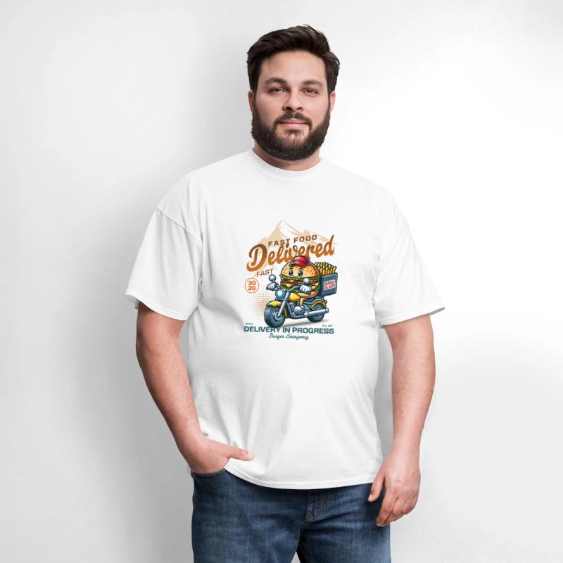 cute burger delivery with motorcycle