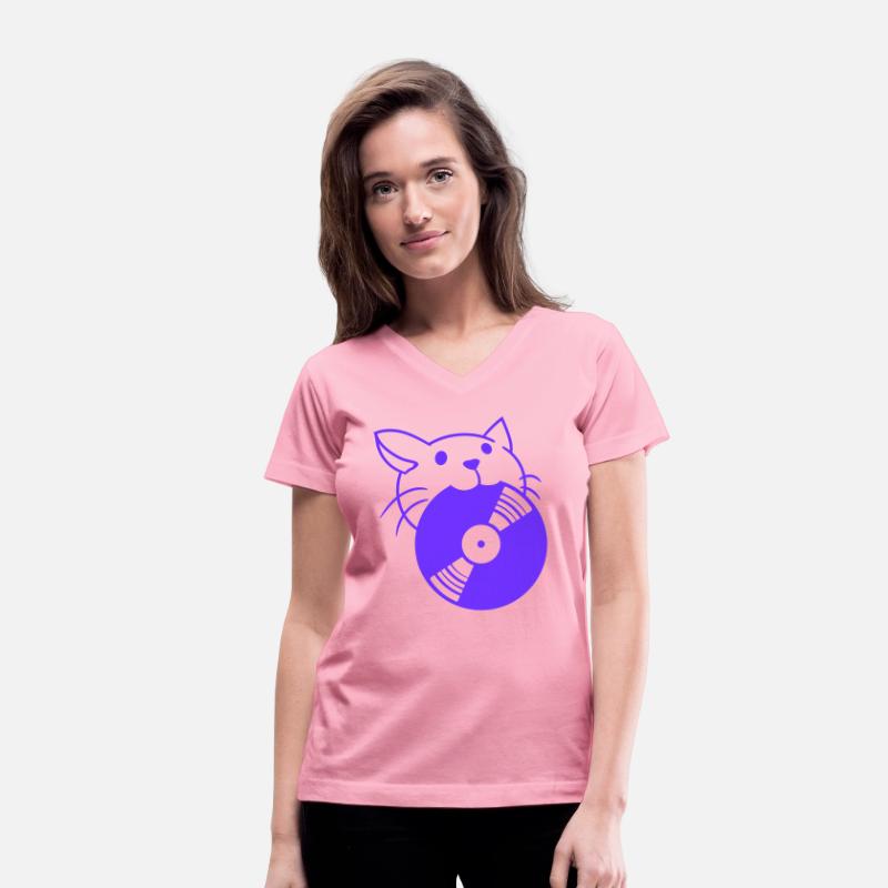 Cute DJ Cat Pet Kitten with Vinyl Record in Mouth