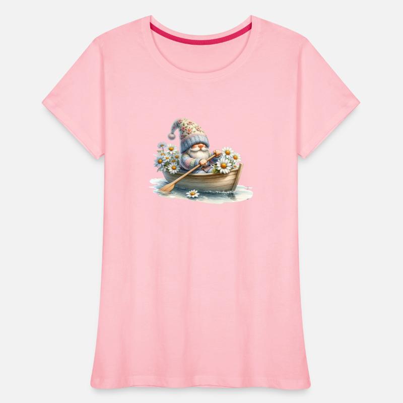 cute gnome love daisy flower, rowing a boat