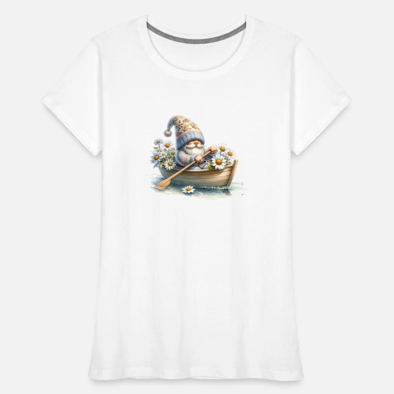 cute gnome love daisy flower, rowing a boat