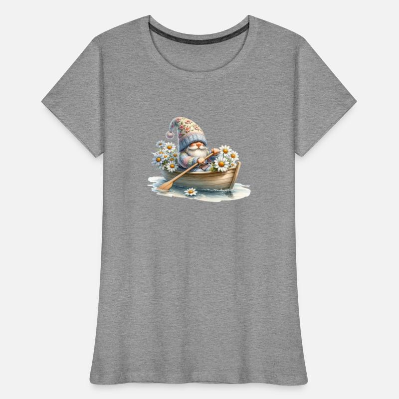 cute gnome love daisy flower, rowing a boat